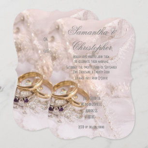 Invitación Anillos de oro en el boda del vestido de las