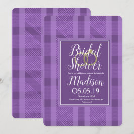 Invitación Anillos de Papel de Plata de Cuadrícula Violeta pa