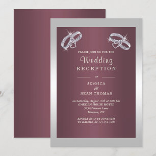Invitación Anillos de plata espumosa y recepción de bodas de 