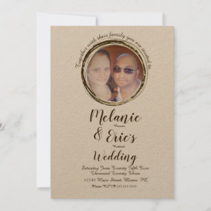 Invitación Anillos de troncos de boda rústicos con elegante e