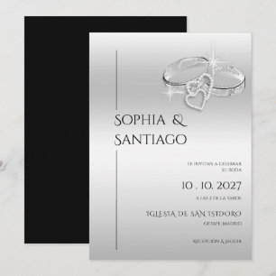 Invitación Anillos Decorativos Románticos Boda Española