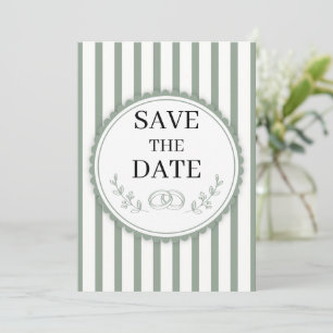 Invitación Anillos Elegantes de Ahorro de Fecha con Rayas Ver