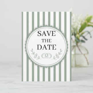 Invitación Anillos Elegantes de Ahorro de Fecha con Rayas Ver