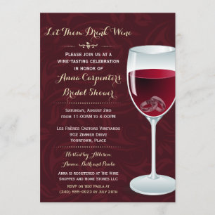 Invitación Anillos en ducha de novia de vidrio de vino