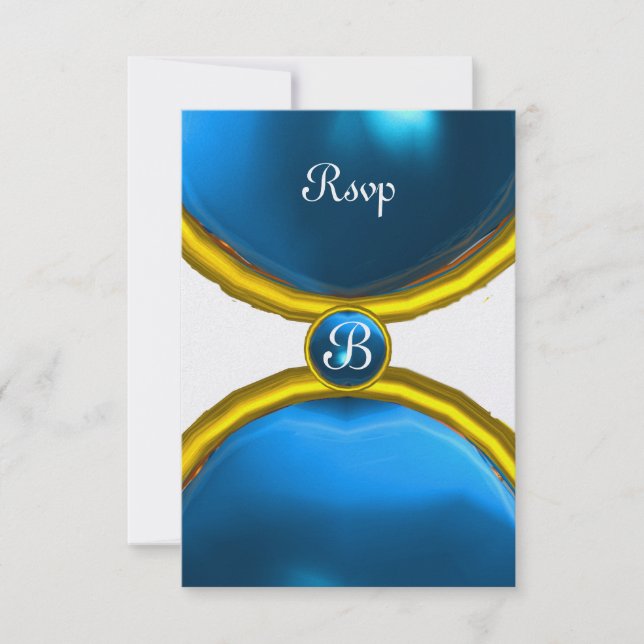 Invitación ANILLOS MÁGICOS ,hielo azul MONOGRAM rsvp (Anverso)