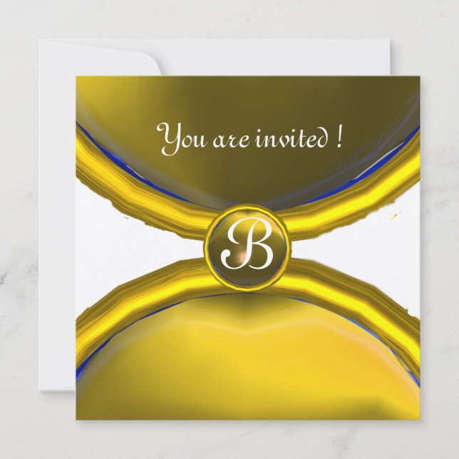 Invitación ANILLOS MÁGICOS, MONOGRAMA gema oro amarillo (Anverso)