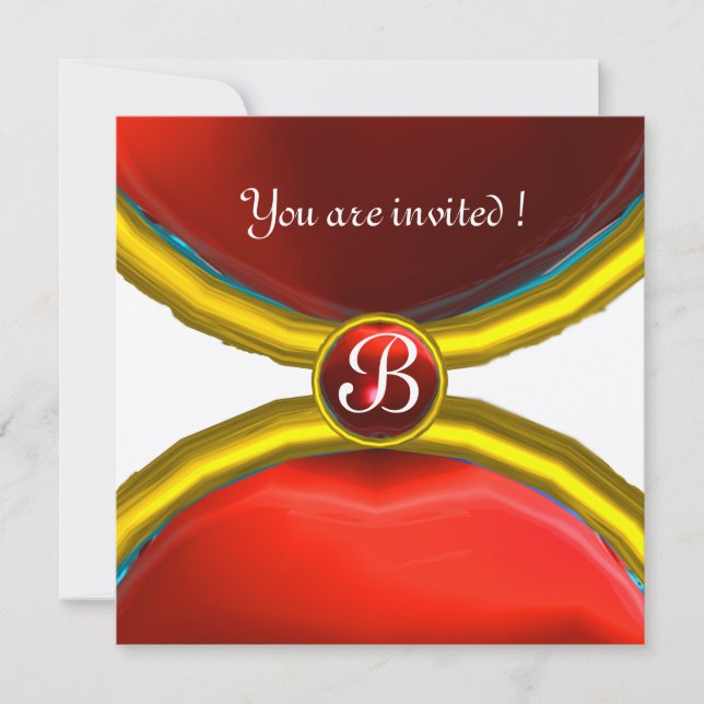 Invitación ANILLOS MÁGICOS ,Oro rojo de la gema MONOGRAM (Anverso)