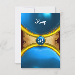 Invitación ANILLOS MÁGICOS ,pergamino de MONOGRAM gema azul
