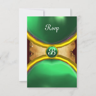 Invitación ANILLOS MÁGICOS ,pergamino de MONOGRAM gema verde