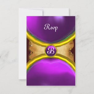 Invitación ANILLOS MÁGICOS ,pergamino de MONOGRAM rsvp gem pú