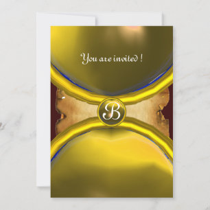 Invitación ANILLOS MÁGICOS, pergamino de monograma gema amari