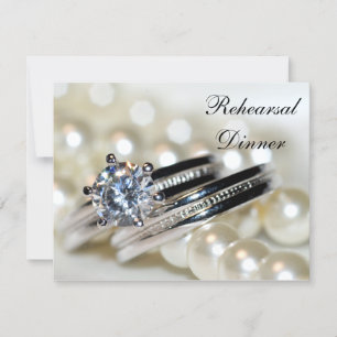 Invitación Anillos y Perlas Blancas Boda Ensayo Cena