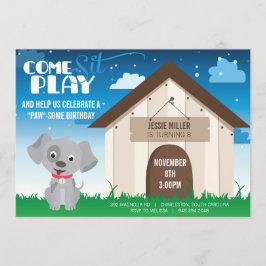 Invitación Animación de fiesta de cumpleaños de perro o cacho