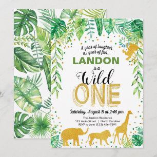 Invitación Animación salvaje de cumpleaños Jungla Safari Anim