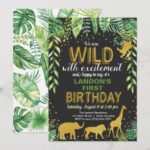 Invitación Animación salvaje de cumpleaños Jungla Safari Anim