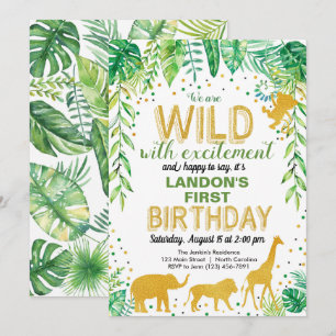 Invitación Animación salvaje de cumpleaños Jungla Safari Anim