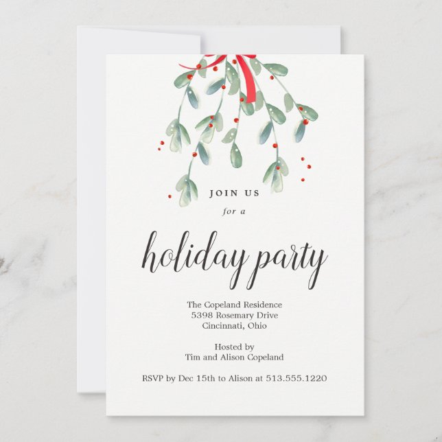 Invitación Animada fiesta de feriado de Navidades Mistletoe i (Anverso)