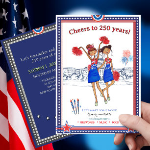 Invitación Animadora de EE. UU. US 250 Aniversario Divertido 