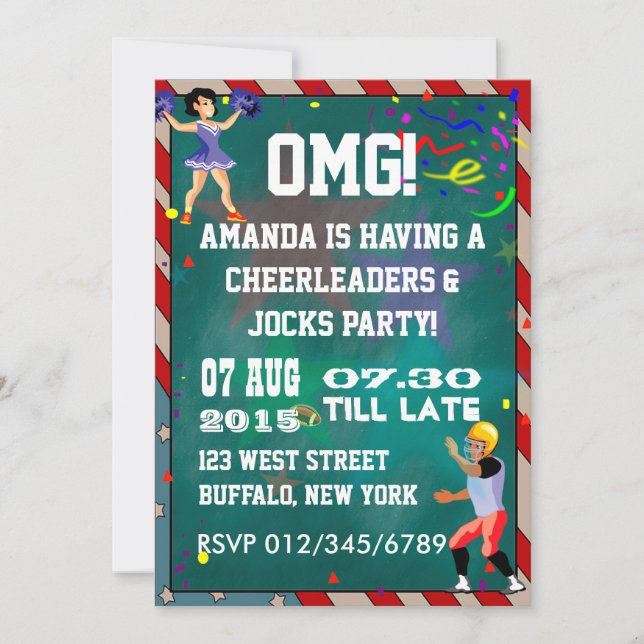 Invitación Animadoras y atletas Pizarra (Anverso)