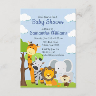 Invitación animal adorable de Baby Shower de los