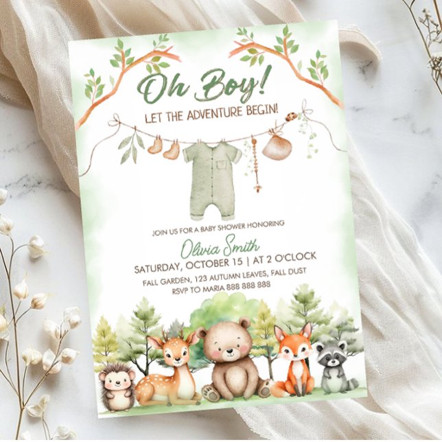 Invitación Animal Adventure clothesline baby shower (Subido por el creador)