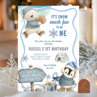 Invitación Animal Ártico Oh Qué Diversión Primer Cumpleaños