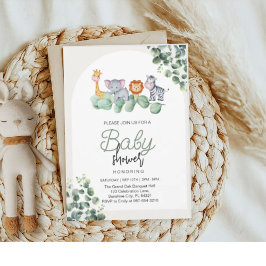 Invitación Animal Baby Shower, Eucalyptus Flower
