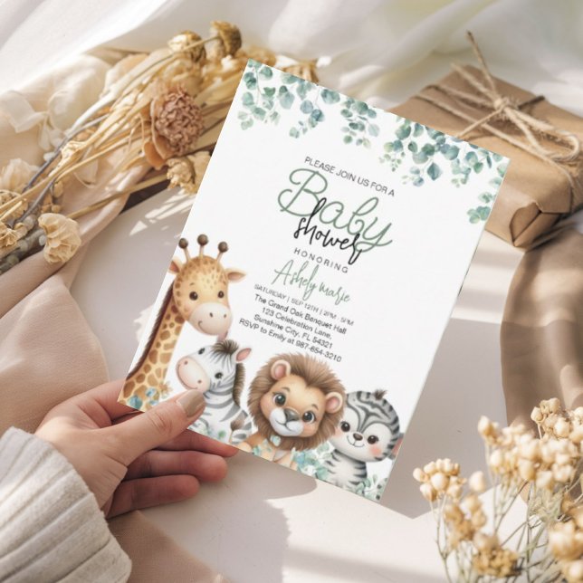 Invitación Animal Baby Shower, Eucalyptus Flower (Subido por el creador)