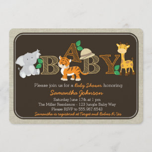 Invitación animal de Baby Shower de la selva