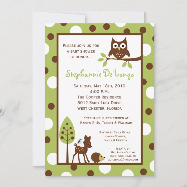 invitación animal de Baby Shower del arbolado de (Anverso)