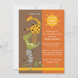 Invitación animal de la fiesta de cumpleaños de la