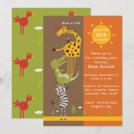 Invitación animal de la fiesta de cumpleaños de la