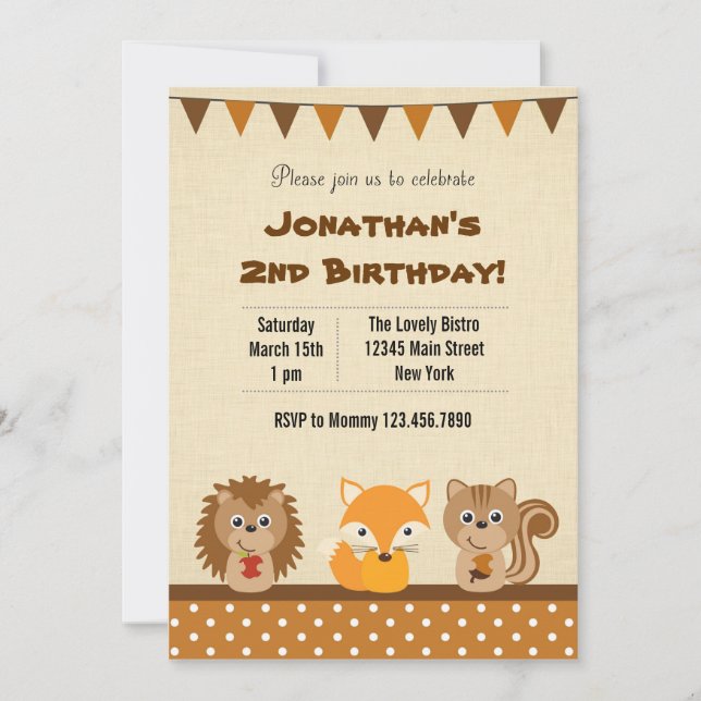 Invitación animal de la fiesta de cumpleaños del (Anverso)