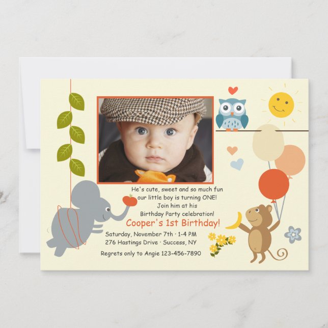 Invitación animal de la foto de los amigos (Anverso)