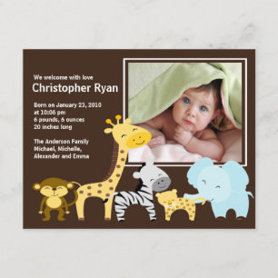 Invitación animal de la foto del nacimiento del