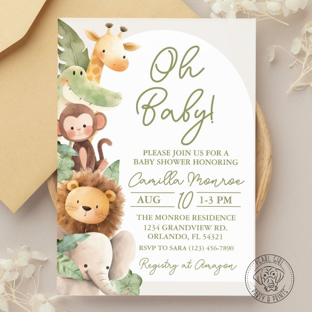 Invitación animal de la jungla de Safari bebé (Subido por el creador)