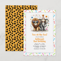 Animal de Safari "Dos en el Zoológico!" Fiesta del