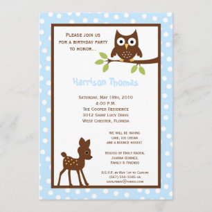 invitación animal del cumpleaños del arbolado de