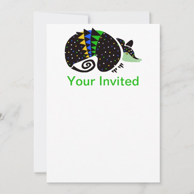 Invitación animal fiesta - Cute Armadillo - fauna (Anverso)