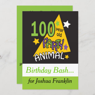 Invitación Animal Fiesta de 100 años - Cumpleaños 100