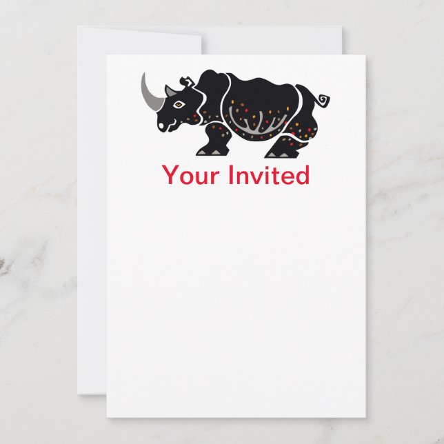 Invitación Animal fiesta - Rhinoceros - Vida silvestre africa (Anverso)