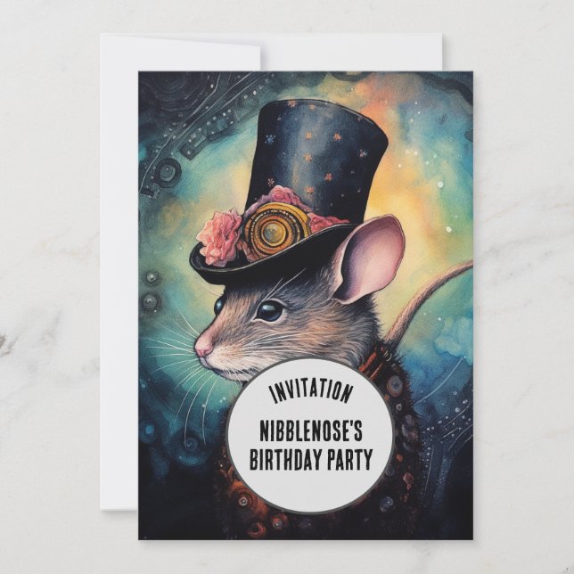 Invitación Animal Nibblenose Steampunk nombre personalizado (Anverso)