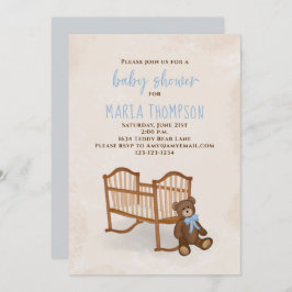 Invitación Animal Rustic Stuffed de Baby Shower Watercolor Bo