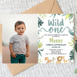 Invitación Animal Safari Wild One Jungle Primer Fiesta de cum<br><div class="desc">¡Esta es una invitación a la fiesta de cumpleaños de un Personalizado de la selva salvaje de Safari!</div>