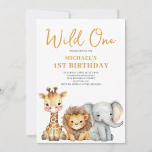 Invitación Animal salvaje de un Safari primer cumpleaños