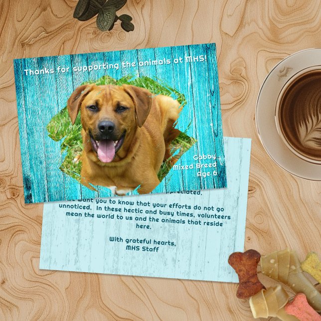 Invitación Animal Shelter Thank You Photo Template Wood Card (Subido por el creador)