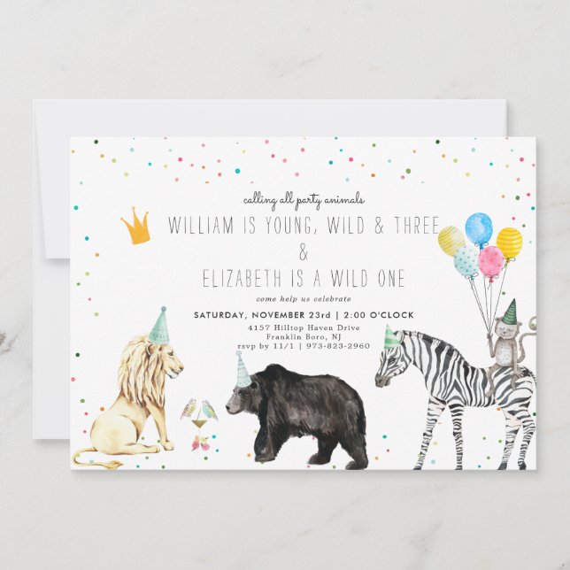 Invitación animal simple y moderna Fiesta (Anverso)
