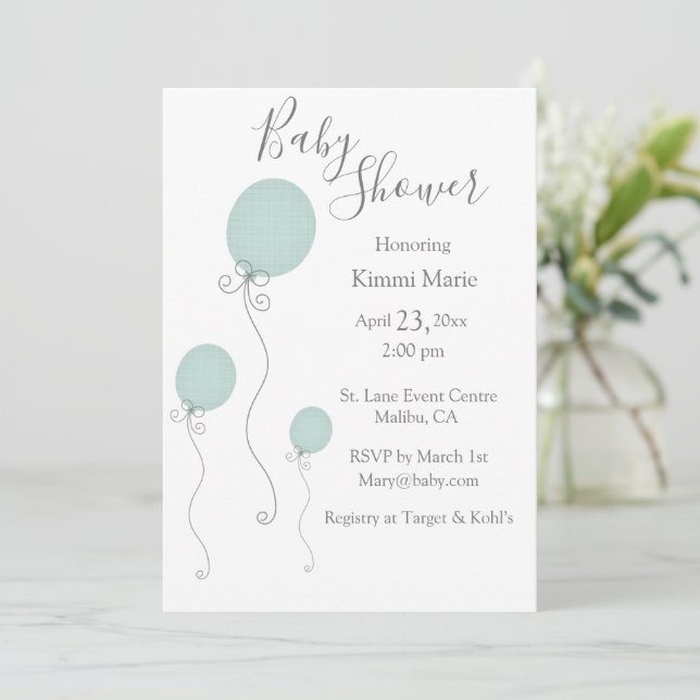 Invitación Animal Trains Boy Baby Shower Green Blue (Anverso de pie)