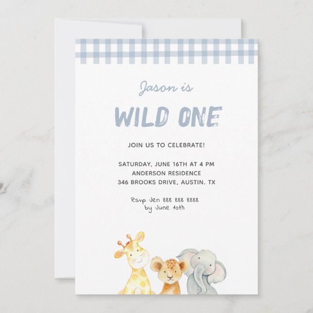 Invitación Animales acuáticos salvajes un niño Cumpleaños (Anverso)
