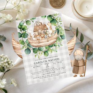 Invitación Animales Adorables de Cuadros Arca de Noé Baby Sho